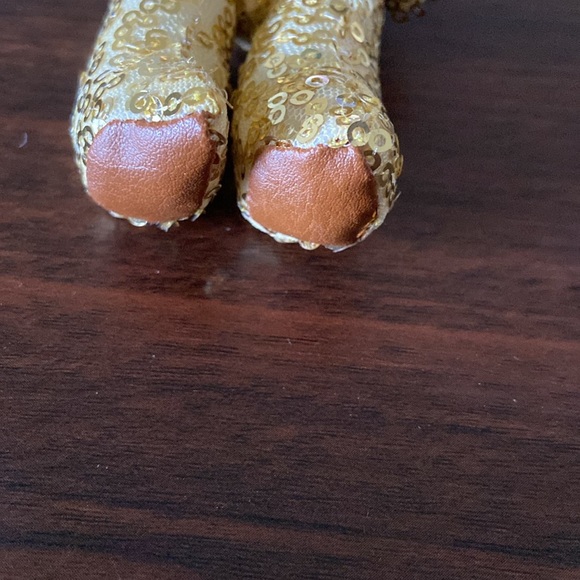 Gold sequin teddy bear key purse charm - Picture 7 of 11